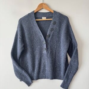 ANA a new approach Pullover‎ Sweater Womens XS Blue Knit Button V Neck Casual